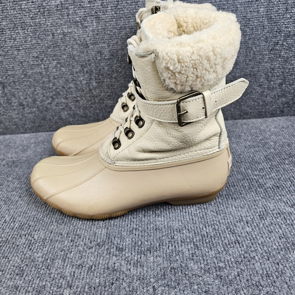 Sperry Duck Boots Womens Lambs Wool Ivory SHERPA Liner Size 9 STS82553 Winter - Picture 3 of 14